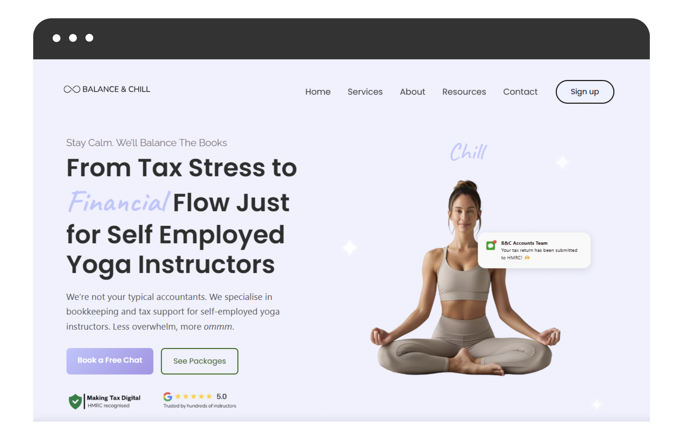Example accountancy website mockup